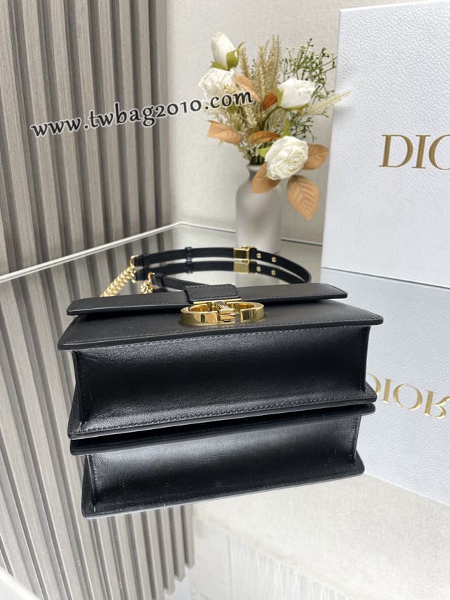 Dior专柜新款迪奥高仿原单蒙田30全皮黑色链条款小号肩背斜挎包 djfk1265